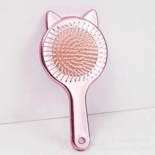 Cute Cartoon Cat Massage Hair Comb with Elastic Grip