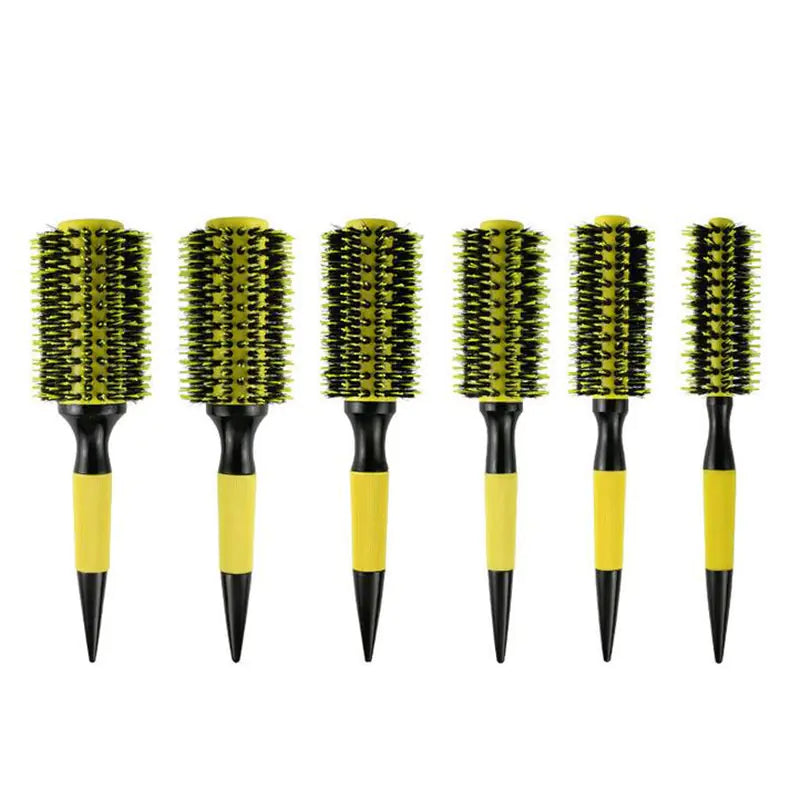 Round Wooden Comb with Mixed Nylon and Boar Bristles